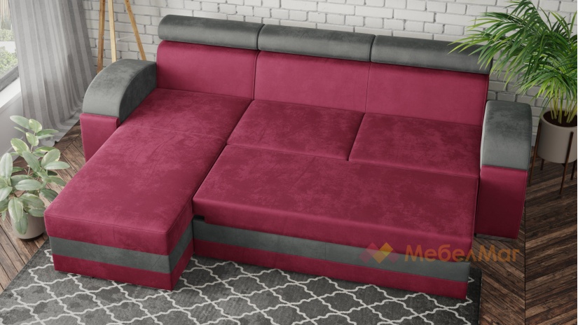 Ъглов диван Калипсо с посока бордо с графит - изглед 4 - МебелМаг Ъглов диван Калипсо с посока бордо с графит - изглед 4