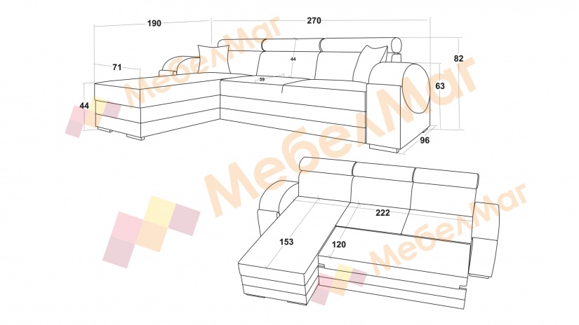 Ъглов диван Калипсо с посока бордо с графит - изглед 5 - МебелМаг Ъглов диван Калипсо с посока бордо с графит - изглед 5