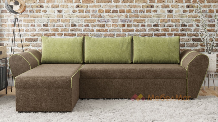 Ъглов диван Лион с посока кафяв - изглед 2