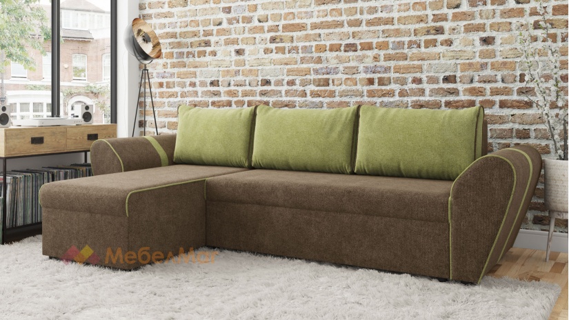 Ъглов диван Лион с посока кафяв - изглед 1