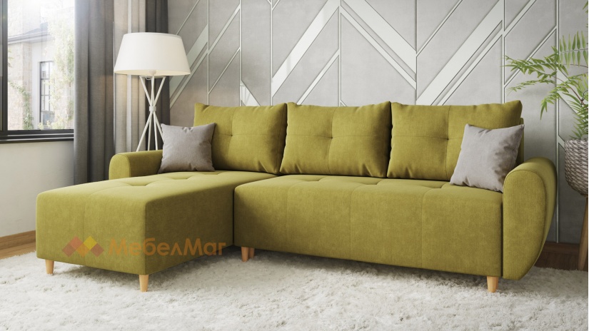 Ъглов диван Памплона Покет универсален ъгъл зелен - изглед 2 - МебелМаг Ъглов диван Памплона Покет универсален ъгъл зелен - изглед 2