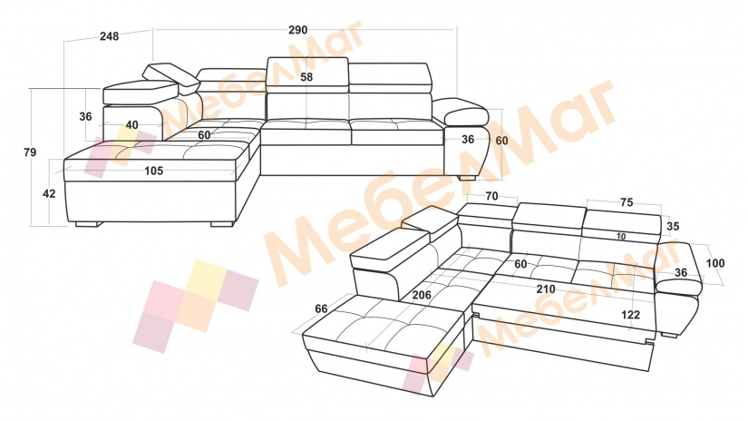 Ъглов диван Пунто с посока син - изглед 6 - МебелМаг Ъглов диван Пунто с посока син - изглед 6