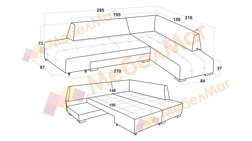 Ъглов диван Сохо с посока зелено с манго - изглед 5 - МебелМаг Ъглов диван Сохо с посока зелено с манго - изглед 5