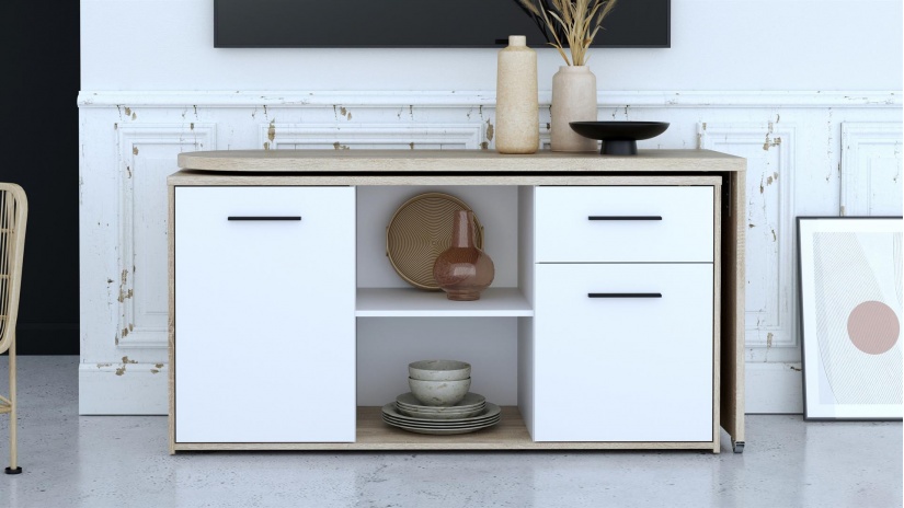 Бюро Аврора дъб сонома с бяло - изглед 1 - МебелМаг Бюро Аврора дъб сонома с бяло - изглед 1