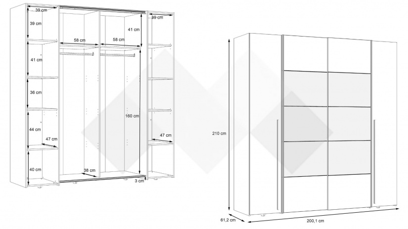 Гардероб Арагона четирикрилни бял - изглед 6 - МебелМаг Гардероб Арагона четирикрилни бял - изглед 6