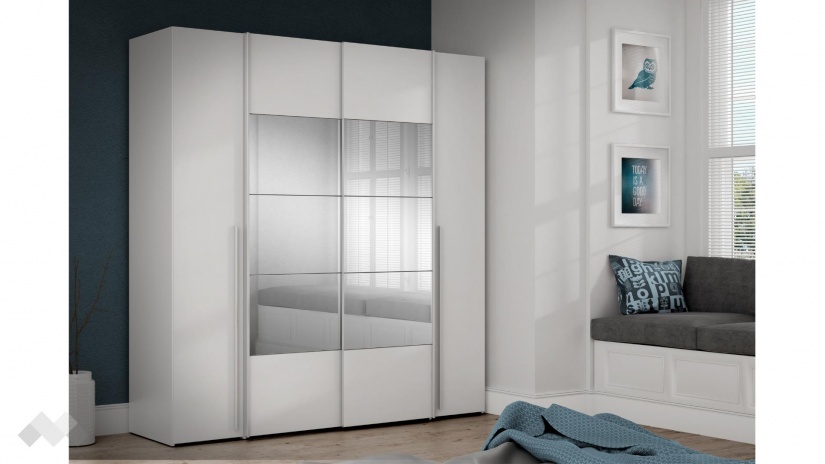 Гардероб Арагона четирикрилни бял - изглед 1 - МебелМаг Гардероб Арагона четирикрилни бял - изглед 1
