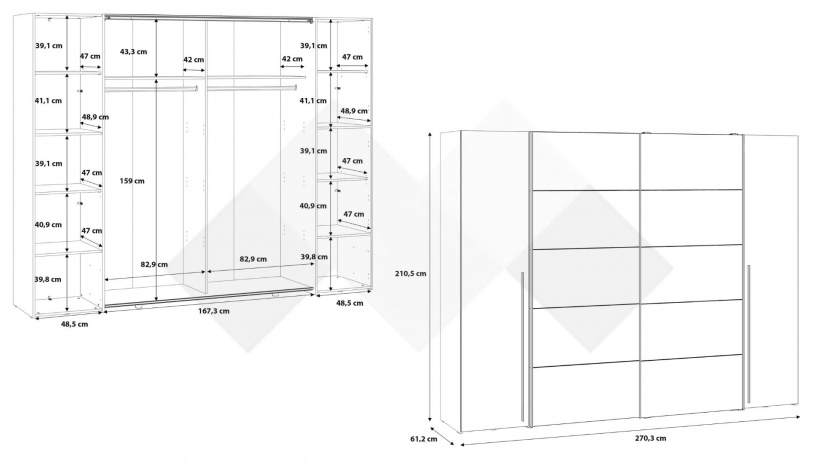 Гардероб Арагона четирикрилни бял - изглед 6 - МебелМаг Гардероб Арагона четирикрилни бял - изглед 6