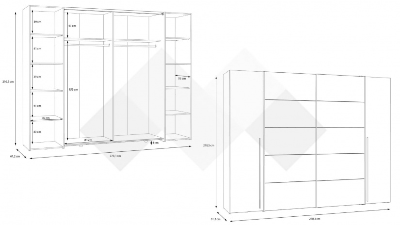 Гардероб Арагона четирикрилни дъб маувела с олив - изглед 6 - МебелМаг Гардероб Арагона четирикрилни дъб маувела с олив - изглед 6