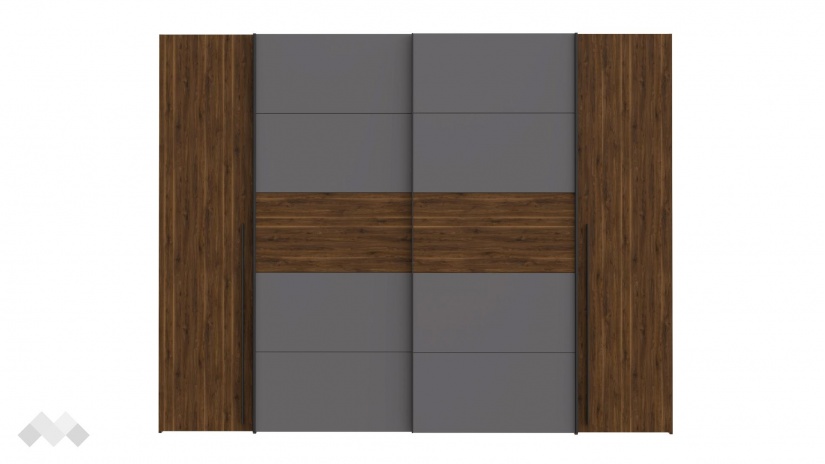 Гардероб Арагона четирикрилни орех бейкърсфилд с волфрамово сиво - изглед 4 - МебелМаг Гардероб Арагона четирикрилни орех бейкърсфилд с волфрамово сиво - изглед 4