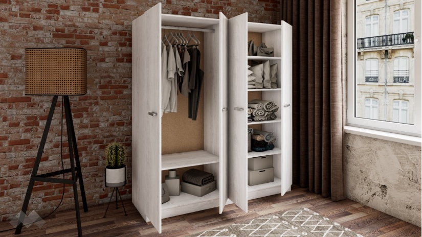 Гардероб Арго четирикрилни бял фладер - изглед 2 - МебелМаг Гардероб Арго четирикрилни бял фладер - изглед 2