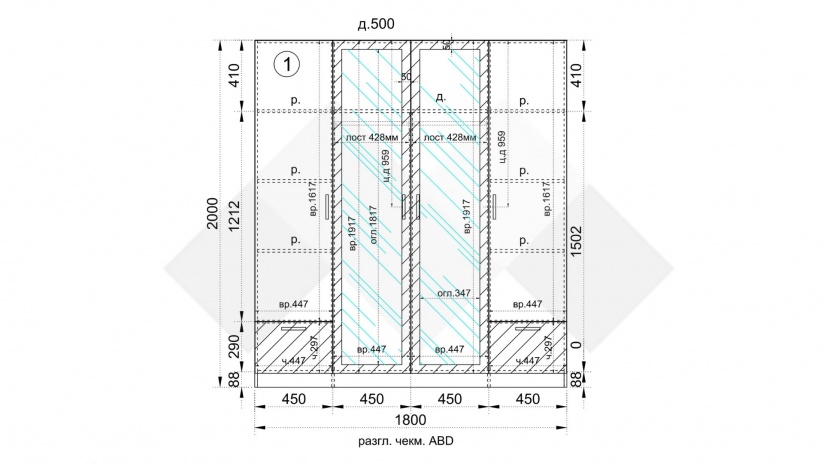 Гардероб Лориен четирикрилни олд стайл с графит - изглед 3 - МебелМаг Гардероб Лориен четирикрилни олд стайл с графит - изглед 3