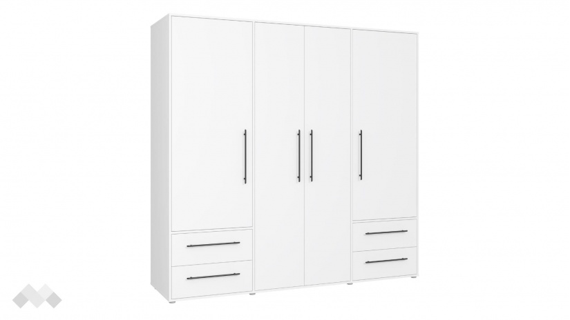Гардероб Мокарис четирикрилни бял - изглед 2