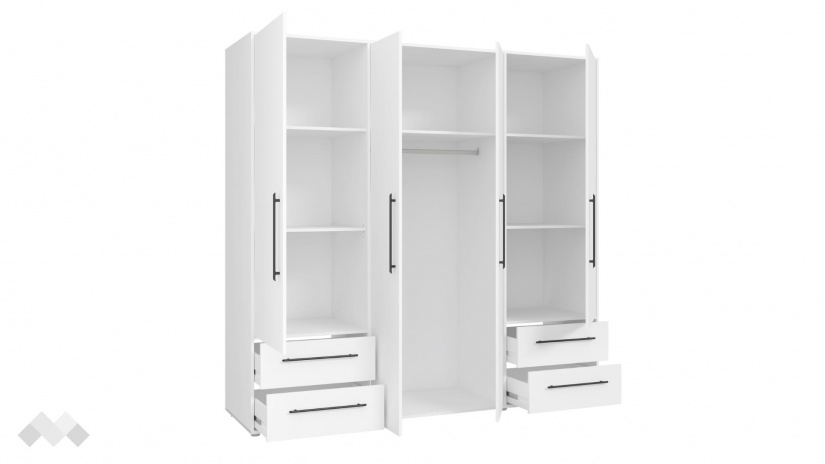 Гардероб Мокарис четирикрилни бял - изглед 3
