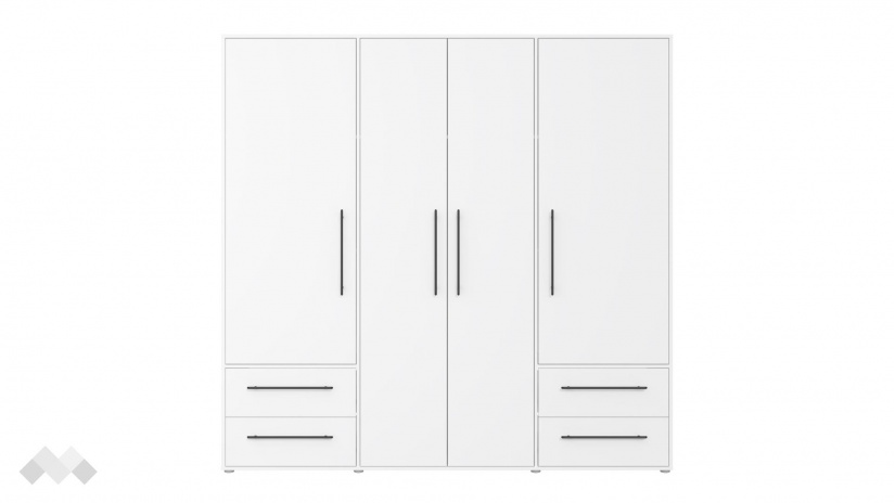 Гардероб Мокарис четирикрилни бял - изглед 4