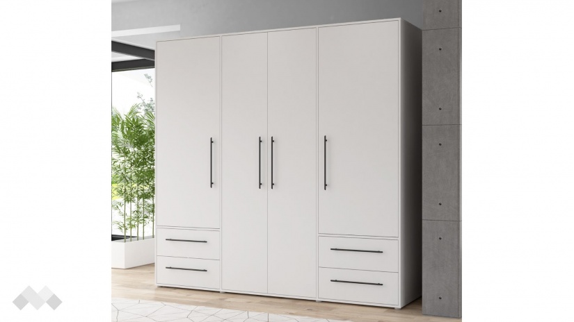 Гардероб Мокарис четирикрилни бял - изглед 1
