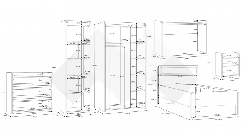 Детски спален комплект Холис Х3 дъб маувела с олив - изглед 2 - МебелМаг Детски спален комплект Холис Х3 дъб маувела с олив - изглед 2