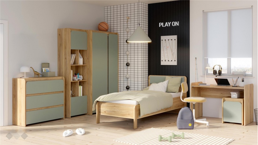 Детски спален комплект Холис Х3 дъб маувела с олив - изглед 1 - МебелМаг Детски спален комплект Холис Х3 дъб маувела с олив - изглед 1
