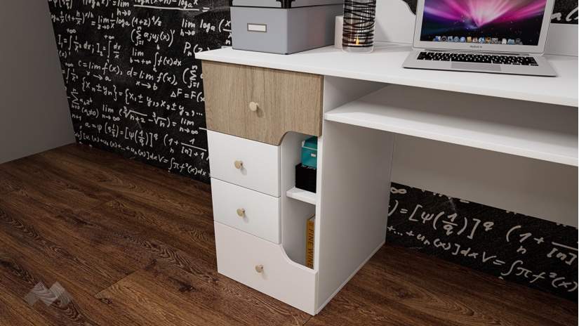 Детски спален комплект Роуз с включен матрак Бонел 90/200 бяло гладко, златно розово и сонома - изглед 9 - МебелМаг Детски спален комплект Роуз с включен матрак Бонел 90/200 бяло гладко, златно розово и сонома - изглед 9