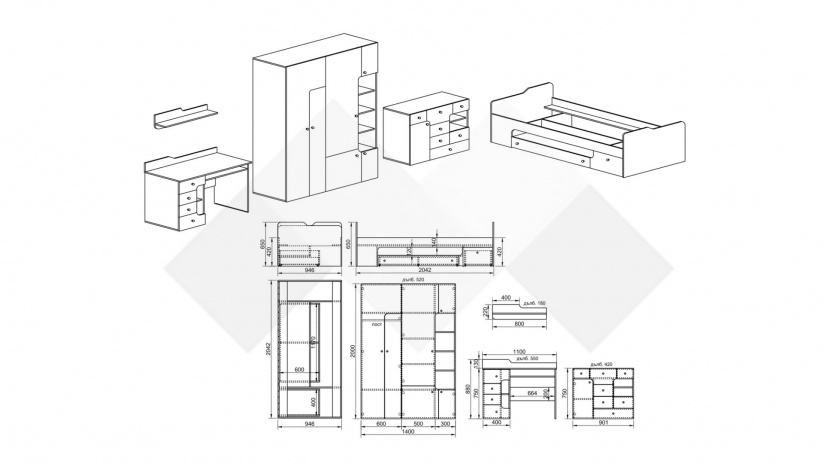 Детски спален комплект Роуз с включен матрак Бонел 90/200 бяло гладко, златно розово и сонома - изглед 11 - МебелМаг Детски спален комплект Роуз с включен матрак Бонел 90/200 бяло гладко, златно розово и сонома - изглед 11