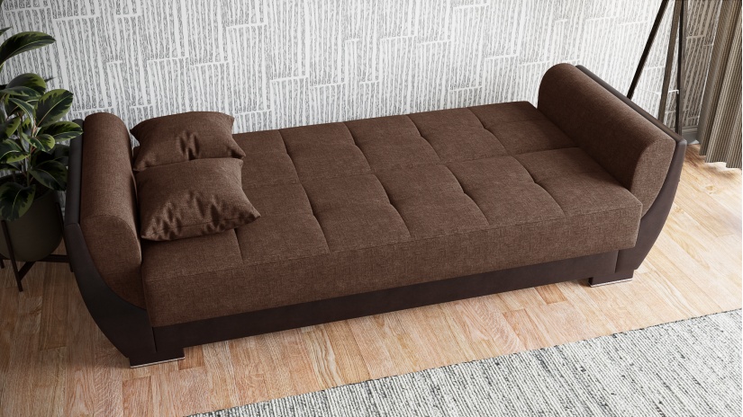 Диван Беланот триместни кафяв с кафява кожа - изглед 4 - МебелМаг Диван Беланот триместни кафяв с кафява кожа - изглед 4