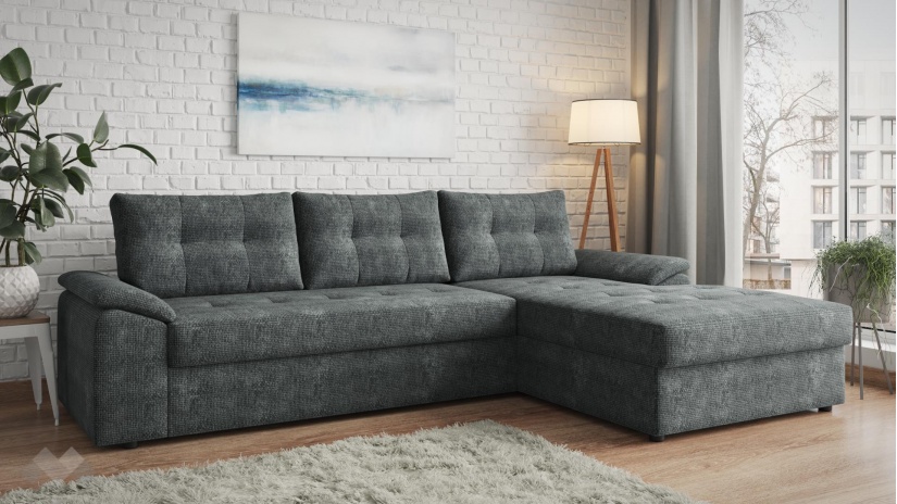 Ъглов диван Азалия с посока графит - изглед 1