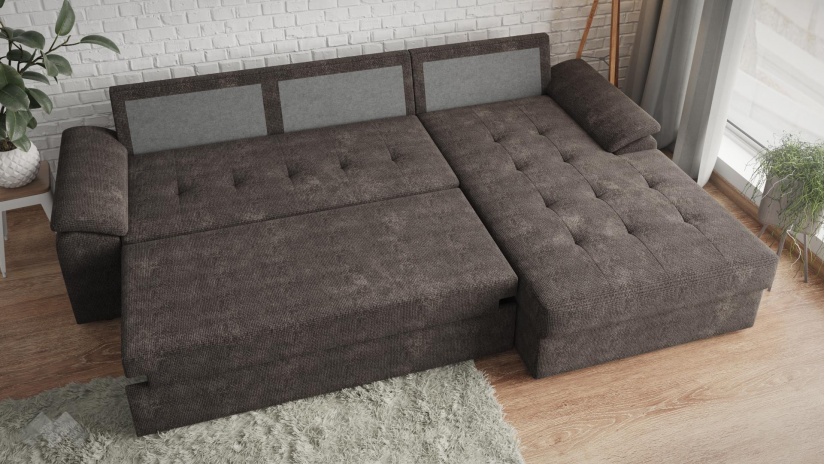 Ъглов диван Азалия с посока кафяв - изглед 3