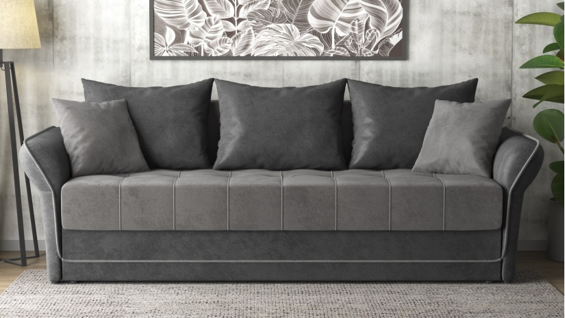 Диван Бени триместни графит със сиво - изглед 2 - МебелМаг Диван Бени триместни графит със сиво - изглед 2