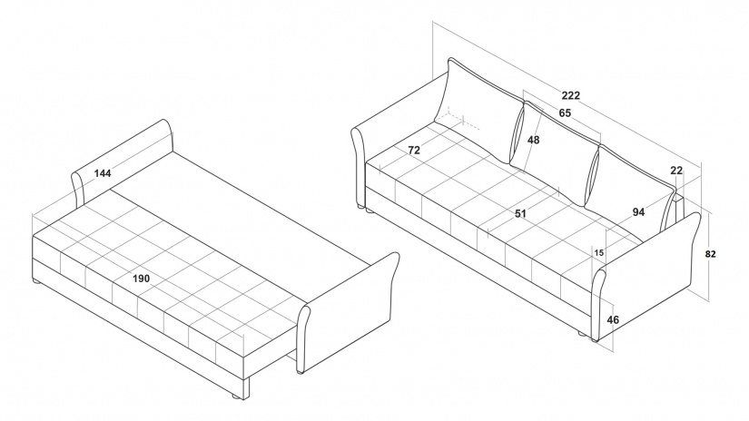 Диван Бени триместни графит със сиво - изглед 6 - МебелМаг Диван Бени триместни графит със сиво - изглед 6