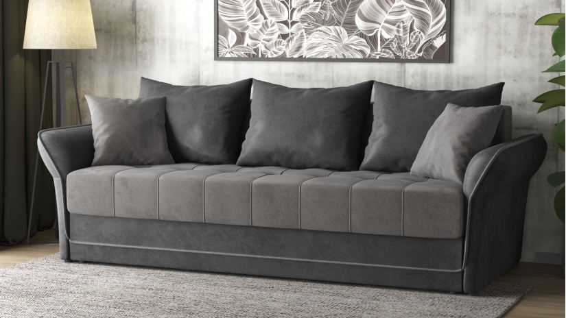 Диван Бени триместни графит със сиво - изглед 1 - МебелМаг Диван Бени триместни графит със сиво - изглед 1