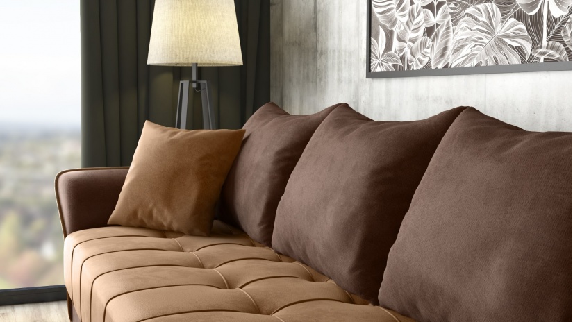 Диван Бени триместни кафяв със светло кафяво - изглед 5 - МебелМаг Диван Бени триместни кафяв със светло кафяво - изглед 5
