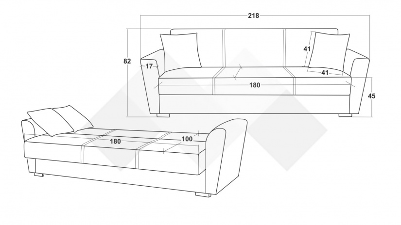 Диван Фокс триместни зелен - изглед 5 - МебелМаг Диван Фокс триместни зелен - изглед 5