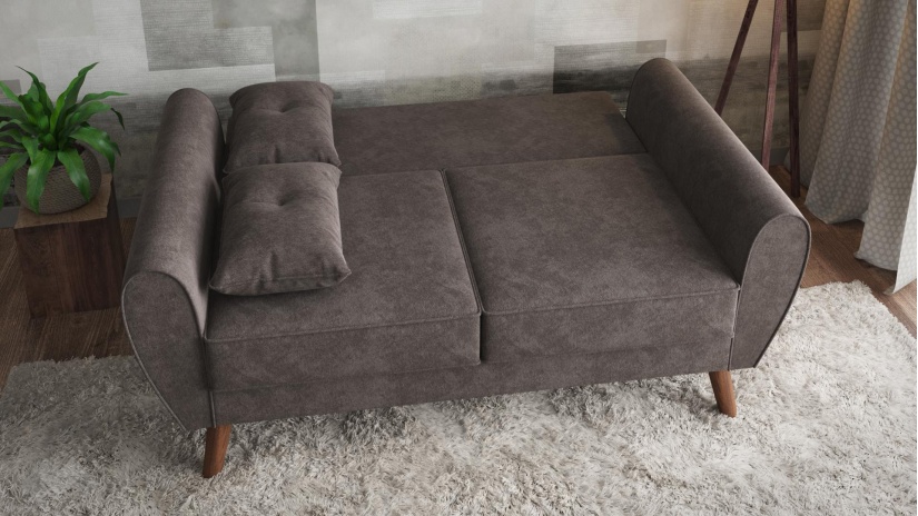 Диван Мерива двуместни кафяв - изглед 3 - МебелМаг Диван Мерива двуместни кафяв - изглед 3