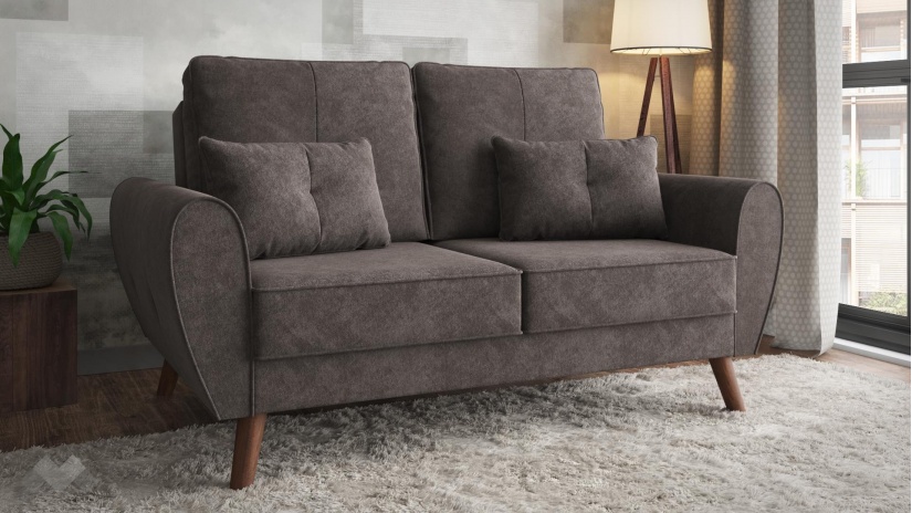 Диван Мерива двуместни кафяв - изглед 2 - МебелМаг Диван Мерива двуместни кафяв - изглед 2