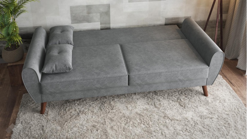 Диван Мерива триместни сив - изглед 3 - МебелМаг Диван Мерива триместни сив - изглед 3
