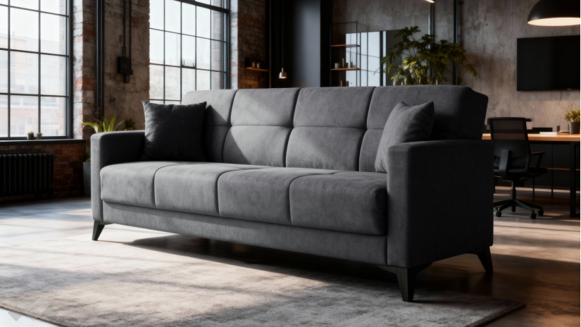 Диван Мира триместни сив - изглед 1 - МебелМаг Диван Мира триместни сив - изглед 1