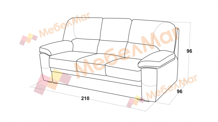Диван Миранда триместни бежов - изглед 2 - МебелМаг Диван Миранда триместни бежов - изглед 2