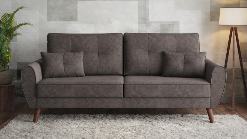 Диван Мерива триместни кафяв - изглед 1 - МебелМаг Диван Мерива триместни кафяв - изглед 1