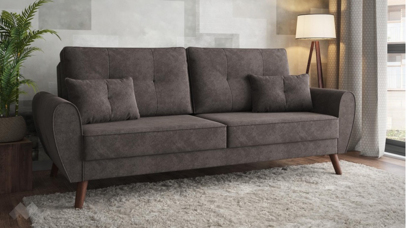 Диван Мерива триместни кафяв - изглед 2 - МебелМаг Диван Мерива триместни кафяв - изглед 2