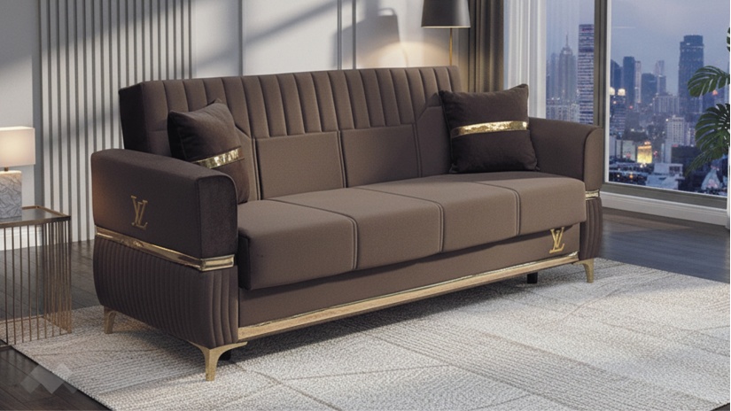 Диван Верино триместни кафяв - изглед 1 - МебелМаг Диван Верино триместни кафяв - изглед 1