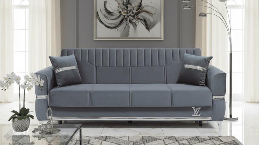 Диван Верино триместни сив - изглед 2 - МебелМаг Диван Верино триместни сив - изглед 2