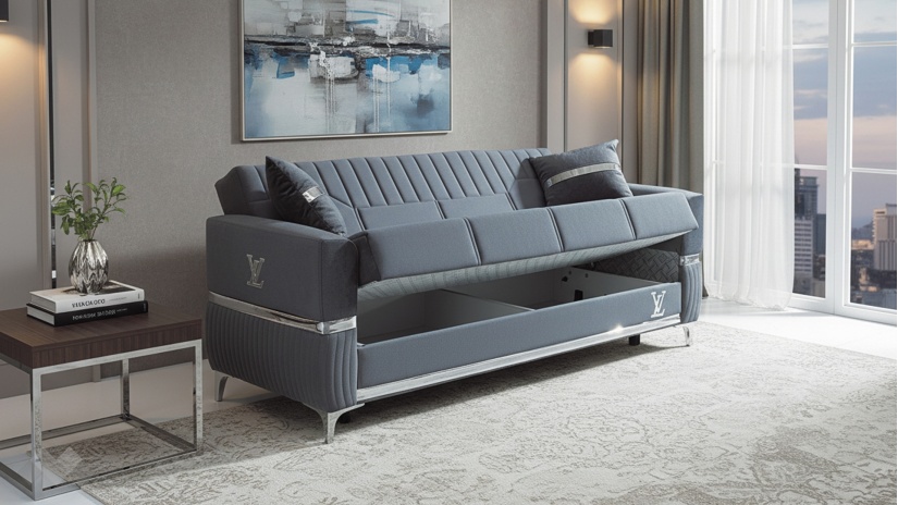 Диван Верино триместни сив - изглед 3 - МебелМаг Диван Верино триместни сив - изглед 3