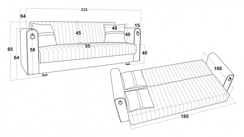 Диван Ваяна триместни кафяв - изглед 6 - МебелМаг Диван Ваяна триместни кафяв - изглед 6