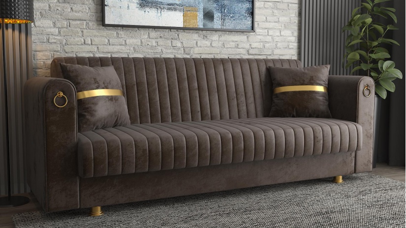 Диван Ваяна триместни кафяв - изглед 2 - МебелМаг Диван Ваяна триместни кафяв - изглед 2