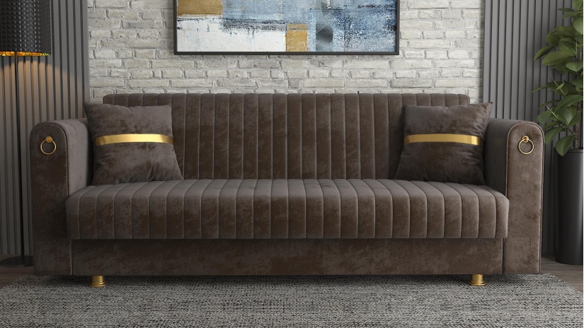 Диван Ваяна триместни кафяв - изглед 1 - МебелМаг Диван Ваяна триместни кафяв - изглед 1