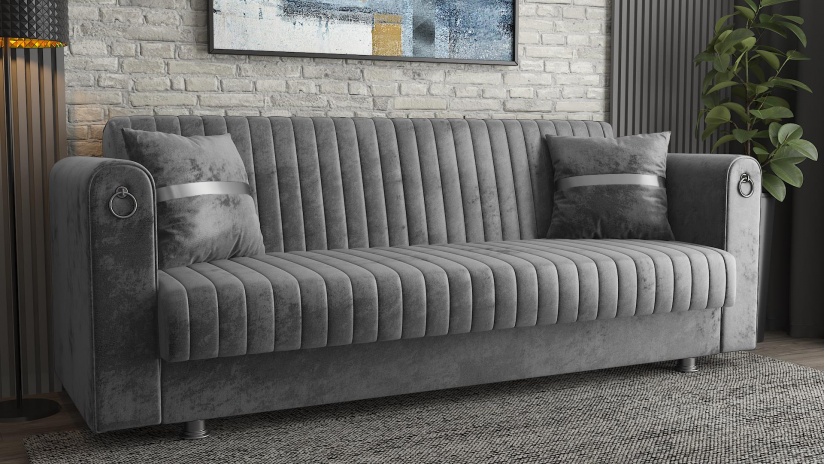 Диван Ваяна триместни сив - изглед 2 - МебелМаг Диван Ваяна триместни сив - изглед 2