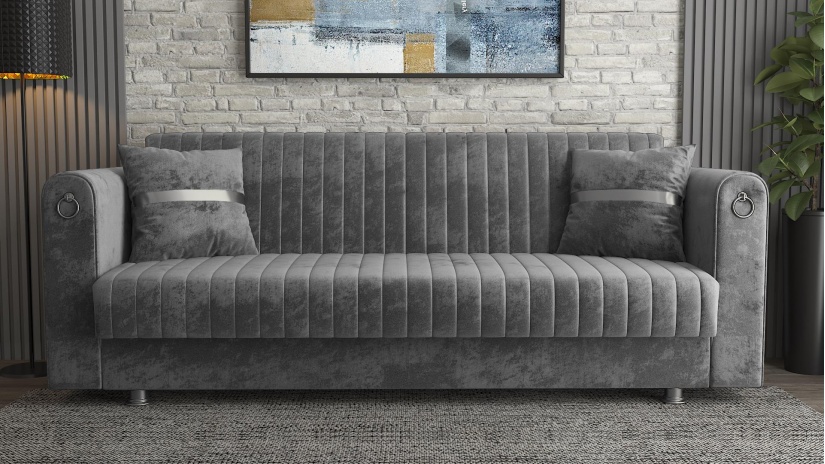 Диван Ваяна триместни сив - изглед 1 - МебелМаг Диван Ваяна триместни сив - изглед 1