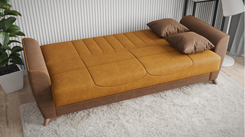 Диван Ялта триместни горчица - изглед 4 - МебелМаг Диван Ялта триместни горчица - изглед 4