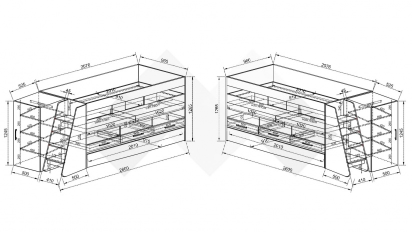 Двуетажно легло Франк с включени матраци Бонел 90/200 дъб артисан с бял гланц - изглед 9 - МебелМаг Двуетажно легло Франк с включени матраци Бонел 90/200 дъб артисан с бял гланц - изглед 9