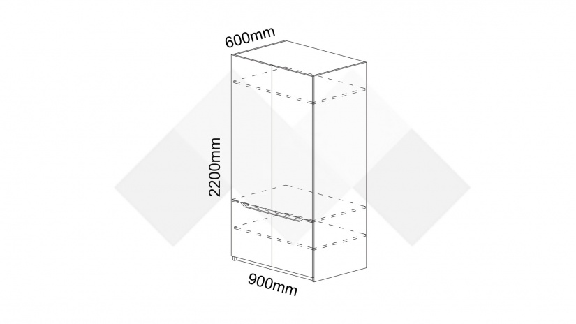 Гардероб Аляска двукрилни бял гланц с графит - изглед 2