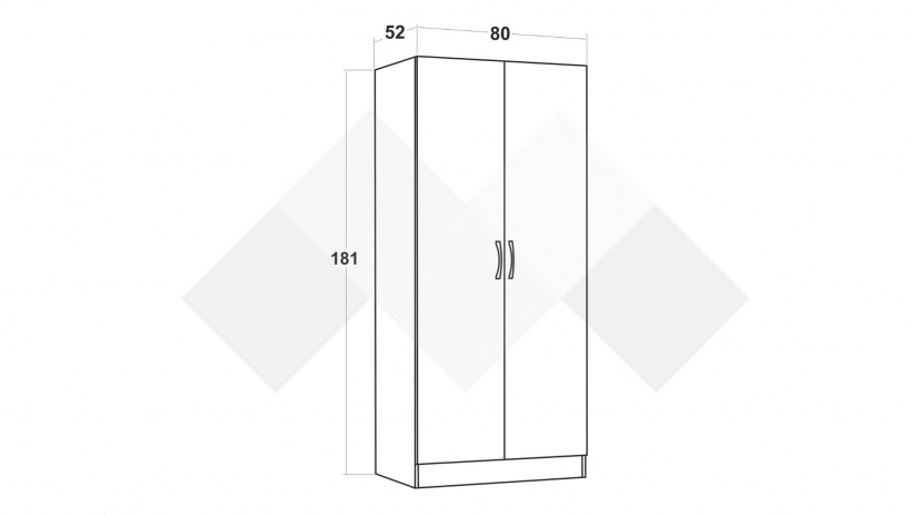 Гардероб Галати двукрилни дъб вотан светъл с антрацит - изглед 3